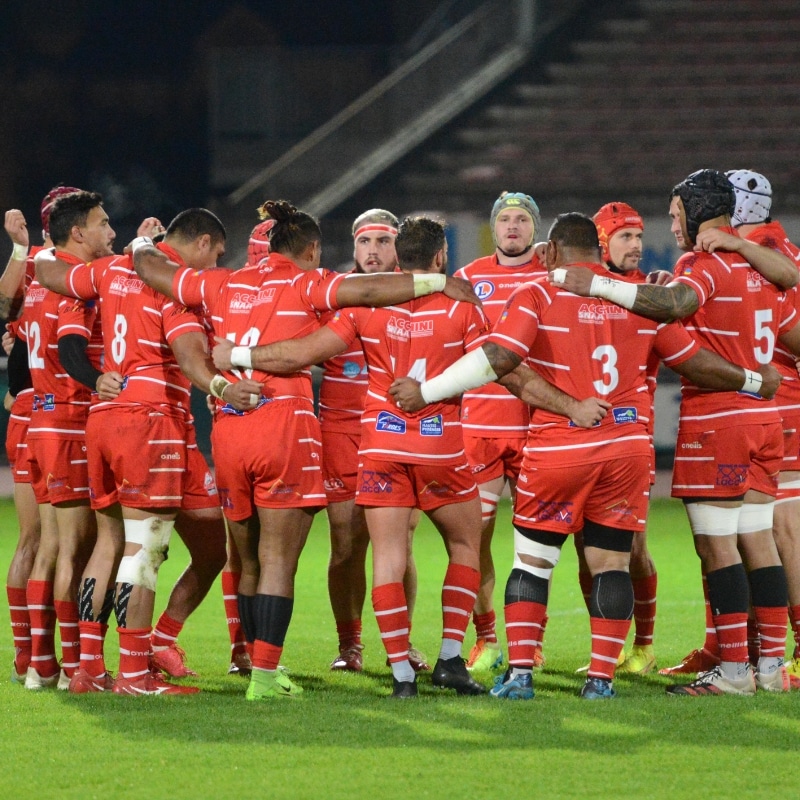 Les joueurs du Stado Tarbes Pyrénées Rugby.